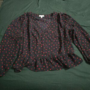Candie's XL Peplum Top with Heart Design